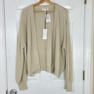 Treasure & Bond Cozy Womens XL Chunky Knit Open Front Cardigan Sweater Beige